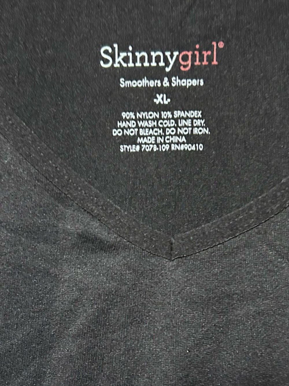 Skinnygirl Black V-Neck Smoothers & Shapers Top
